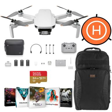 image of DJI Mini 2 Drone Fly More Combo - Bundle With 64GB microSD Card, Backpack, Landing Pad, Corel PC Software Suite with sku:djimvmnc2c-adorama