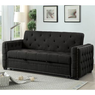 image of Furniture of America Lionel Grey Tufted Futon Sofa Bed - Grey with sku:olqda3fpbdcmcns8bhgtsastd8mu7mbs-fur-ovr