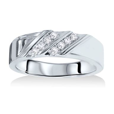 image of 14k White Gold 1/10ct TDW Men's Diamond Wedding Ring - Size 9.5 with sku:0jtsoay8omn6i2p2oefysastd8mu7mbs-pom-ovr