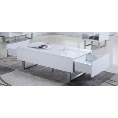 image of 2-drawer Coffee Table High Glossy White with sku:705698-coaster