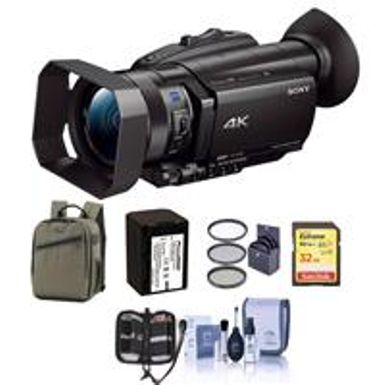 image of Sony FDR-AX700 4K Handycam Camcorder with 1" Sensor - Bundle With 32GB SDHC U3 Card, Back Pack, Spare Battery, 62mm Filter Kit, Cleaning Kit, Memory Wallet with sku:sofdrax700a-adorama