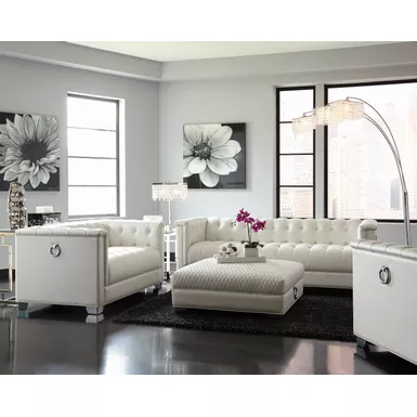 Chaviano Tufted Upholstered Sofa Pearl White