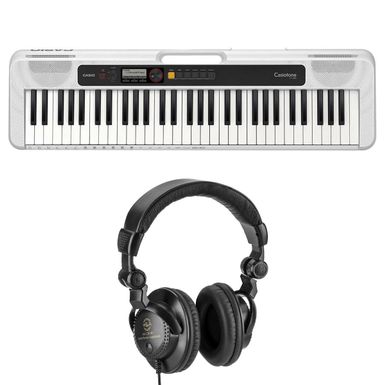 Casio CT-S200 61-Key Digital Piano Style Portable Keyboard, 48 Note Polyphony and 400 Tones, White with Headphones