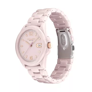 image of Coach - Ladies Greyson Blush Pink Ceramic Watch Blush Pink Dial with sku:14503926-powersales