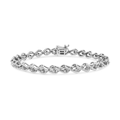 image of .925 Sterling Silver 1/10 Cttw Round-Cut Diamond Link Bracelet (I-J Color, I3 Promo Clarity) - 7.25" with sku:018063b725-luxcom