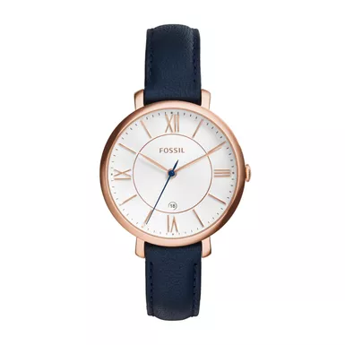 image of Fossil - Ladies Jacqueline Rose Gold-Navy Watch with sku:es3843hd-powersales