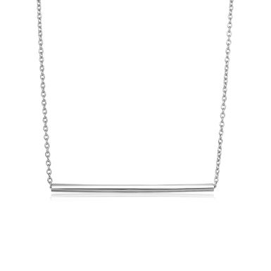 image of Sterling Silver Polished Straight Bar Necklace (18 Inch) with sku:36748-18-rcj