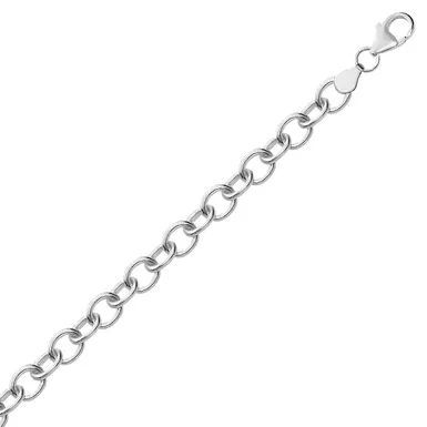 Sterling Silver Rhodium Plated Fancy Charm Bracelet (8 Inch)