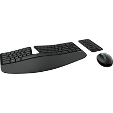 image of Microsoft - L5V-00001 Ergonomic Full-size Wireless Sculpt Desktop Wireless USB Keyboard and Mouse - Black with sku:misl5v00001-adorama