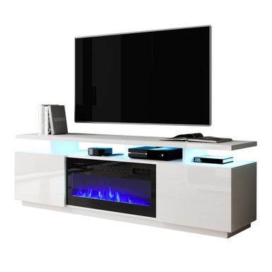 image of Meble Furniture Eva Modern TV Stand with Electric Fireplace - White with sku:l0cilsntmxno2amui82azgstd8mu7mbs-overstock