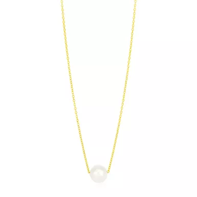 14k Yellow Gold Pearl Solitaire Necklace