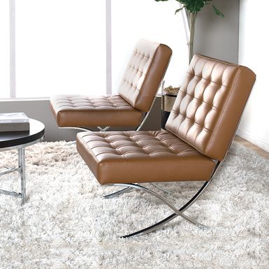 Alt View Zoom 13. Studio Designs Home Attrium Modern Blended Leather Accent Chair - Caramel Light Brown