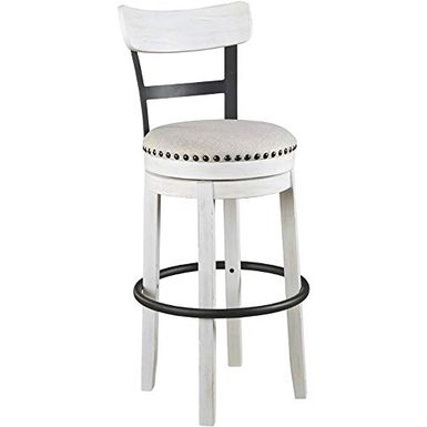 image of Signature Design by Ashley - Valebeck Upholstered Swivel Barstool - Pub Height - Casual Style - White with sku:cw6__zhyta8op0ccgtnxawstd8mu7mbs-ash-ovr