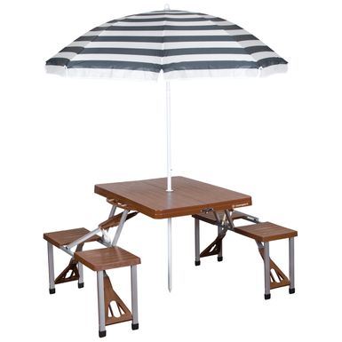 image of Stansport Picnic Table and Umbrella Combo - Brown - Brown with sku:ac-zcclaajgdm09quwwctwstd8mu7mbs-sta-ovr