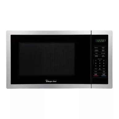 image of Magic Chef 0.9 cu. ft. Stainless Countertop Microwave Oven with sku:mc99mst-magicchef