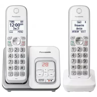 image of Panasonic White Cordless Phone System Tgd632w With 2 Handsets with sku:kxtgd632w-abt