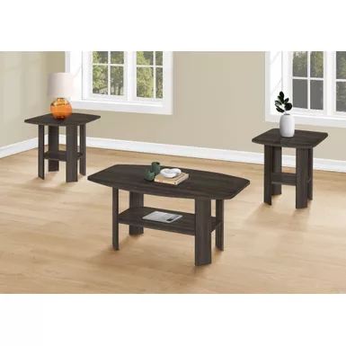 image of Table Set/ 3pcs Set/ Coffee/ End/ Side/ Accent/ Living Room/ Laminate/ Brown/ Transitional with sku:i-7873p-monarch