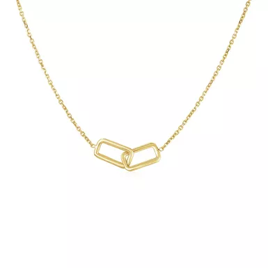 14k Yellow Gold Necklace with Interlocking Petite Rectangles (17 Inch)