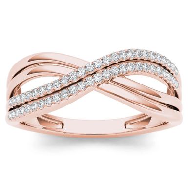 De Couer 10k Rose Gold 1/6ct TDW Diamond Fashion Ring - Pink - 8.5
