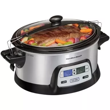 image of Hamilton Beach - FlexCook 6qt Digital Slow Cooker - Silver with sku:33861-powersales