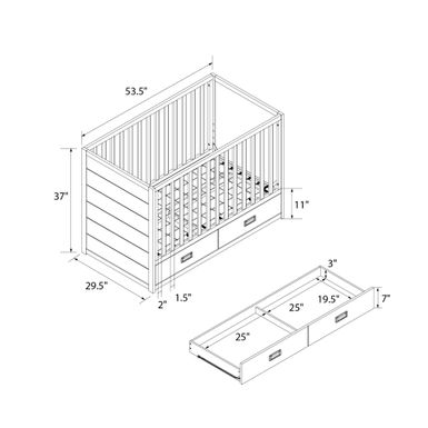 Little Seeds Haven 3-in-1 Convertible Storage Crib - White