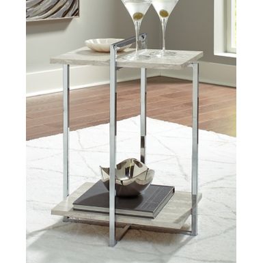 Ivory/Chrome Bodalli Chair Side End Table