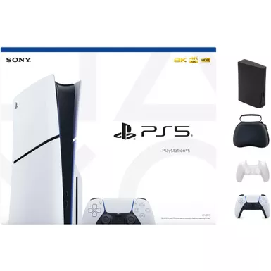 image of Sony - PlayStation 5 Slim Console - White With Accessories & White Controller (Total 2 Controllers Included) with sku:1000039671wht-streamline