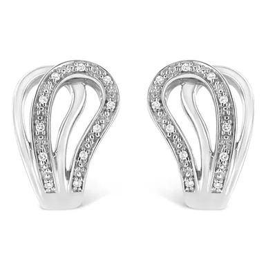 .925 Sterling Silver Pave-Set Diamond Accent Horseshoe Hoop Earring (I-J Color, I1-I2 Clarity)