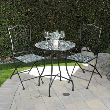 image of Alpine Corporation Indoor/Outdoor Marbled Glass Mosaic 3-Piece Bistro Set Folding Table and Chairs Patio Seating - Black with sku:n6bhoy05lu2vre8fwztnlwstd8mu7mbs-overstock