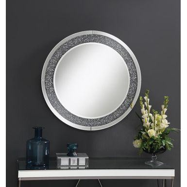 image of Round Wall Mirror with LED Lighting Silver with sku:961428-coaster