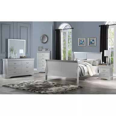 ACME Louis Philippe III Eastern King Bed, Platinum