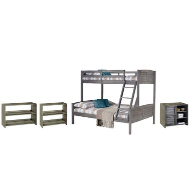 image of Twin over Full Bunk with Case Goods - Twin over Full - Bunk, 2 Drawer Chest, Bookcase, Small Bookcase with sku:rs94all4amqwl63wr0mkwqstd8mu7mbs-don-ovr