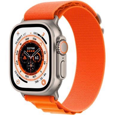 image of Apple Watch Ultra (GPS + Cellular) 49mm Titanium Case with Orange Alpine Loop - Large - Titanium with sku:bb21207530-6339710-bestbuy-apple