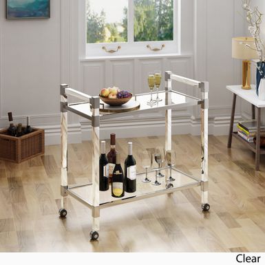 image of Mirren Modern Glass Bar Trolley by Christopher Knight Home - Clear with sku:thlw8rqlwlckttcs2wszhqstd8mu7mbs-overstock