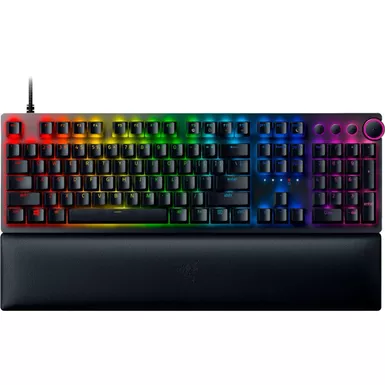 image of Razer - Huntsman V2 Full Size Wired Optical Purple Clicky Switch Gaming Keyboard with Chroma RGB Backlighting - Black with sku:bb21820490-bestbuy