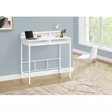 Computer Desk/ Home Office/ Standing/ Storage Shelves/ 48"L/ Work/ Laptop/ Metal/ Laminate/ White/ Contemporary/ Modern