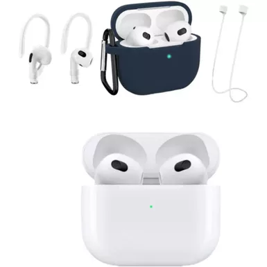 image of Apple AirPods (3rd generation) with Lightning Charging Case- Blue Case Bundle with sku:mpny3blu-streamline