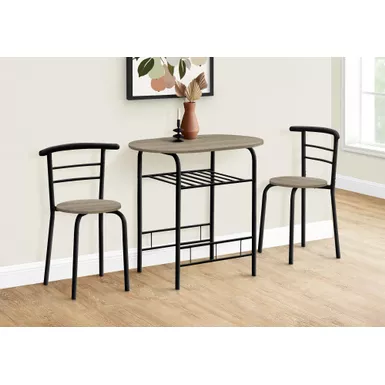 image of Dining Table Set/ 3pcs Set/ Small/ 32" L/ Kitchen/ Metal/ Laminate/ Brown/ Black/ Contemporary/ Modern with sku:i-1206-monarch