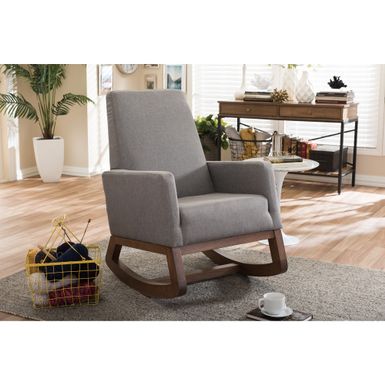 image of Baxton Studio Yashiya Mid-century Retro Modern Grey Fabric Upholstered Rocking Chair - Rocking Chair-Grey with sku:5hikic0xydopuyjefjl6_gstd8mu7mbs-mod-ovr