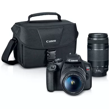 image of Canon - EOS Rebel T7 DSLR Video Two Lens Kit with EF-S 18-55mm and EF 75-300mm Lenses with sku:bb21180933-bestbuy