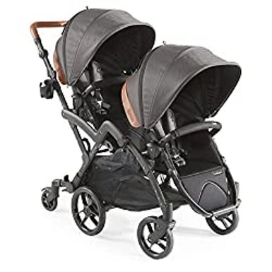 image of Contours Curve V2 Convertible Tandem Double Baby Stroller & Toddler Stroller - 360 Turns, Easy Handling Over Curbs, Removable and Reversible Seats, Infant Car Seat Compatibility - Black Herringbone with sku:b0b8b2nmw6-kol-amz