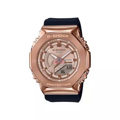 image of G-Shock - Ladies G-Shock Analog/Digital Rose Gold & Black Strap Watch Rose Gold Dial with sku:gms2100pg-1a4-powersales