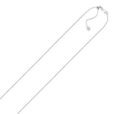 10k White Gold Adjustable Cable Chain 0.9mm (22 Inch)