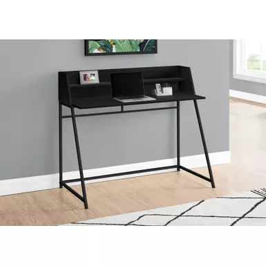 Computer Desk/ Home Office/ Laptop/ Storage Shelves/ 48"L/ Work/ Metal/ Laminate/ Black/ Contemporary/ Modern