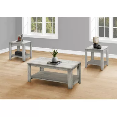 image of Table Set/ 3pcs Set/ Coffee/ End/ Side/ Accent/ Living Room/ Laminate/ Grey/ Transitional with sku:i-7880p-monarch