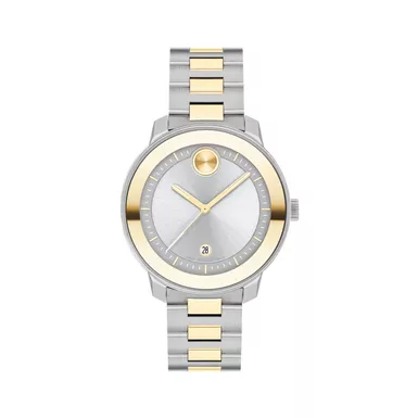 Movado - Ladies BOLD Verso Silver & Gold-Tone Stainless Steel Watch Silver Dial