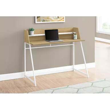 Computer Desk/ Home Office/ Laptop/ Storage Shelves/ 48"L/ Work/ Metal/ Laminate/ Natural/ White/ Contemporary/ Modern