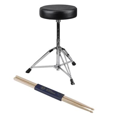 H&A Double-Braced Drum Throne with Walnut 5A Wood Tip Drumstick, Pair