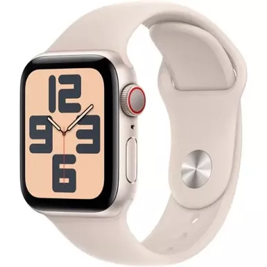 image of Apple Watch SE (GPS + Cellular) 40mm Starlight Aluminum Case with Starlight Sport Band - S/M - Starlight with sku:bb22092689-bestbuy