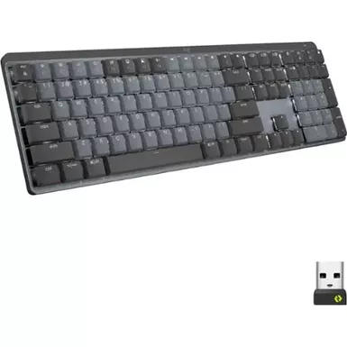 image of Logitech MX Mechanical Wireless Illuminated Keyboard, Tactile Quiet Switches, Graphite with sku:bb21978006-bestbuy